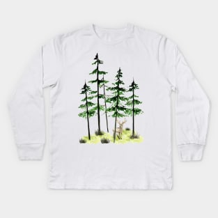 Watercolor forest Kids Long Sleeve T-Shirt